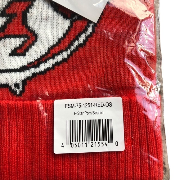 Full Send Mens Beanie Star Logo Knit Red White One Size - Picture 6 of 10